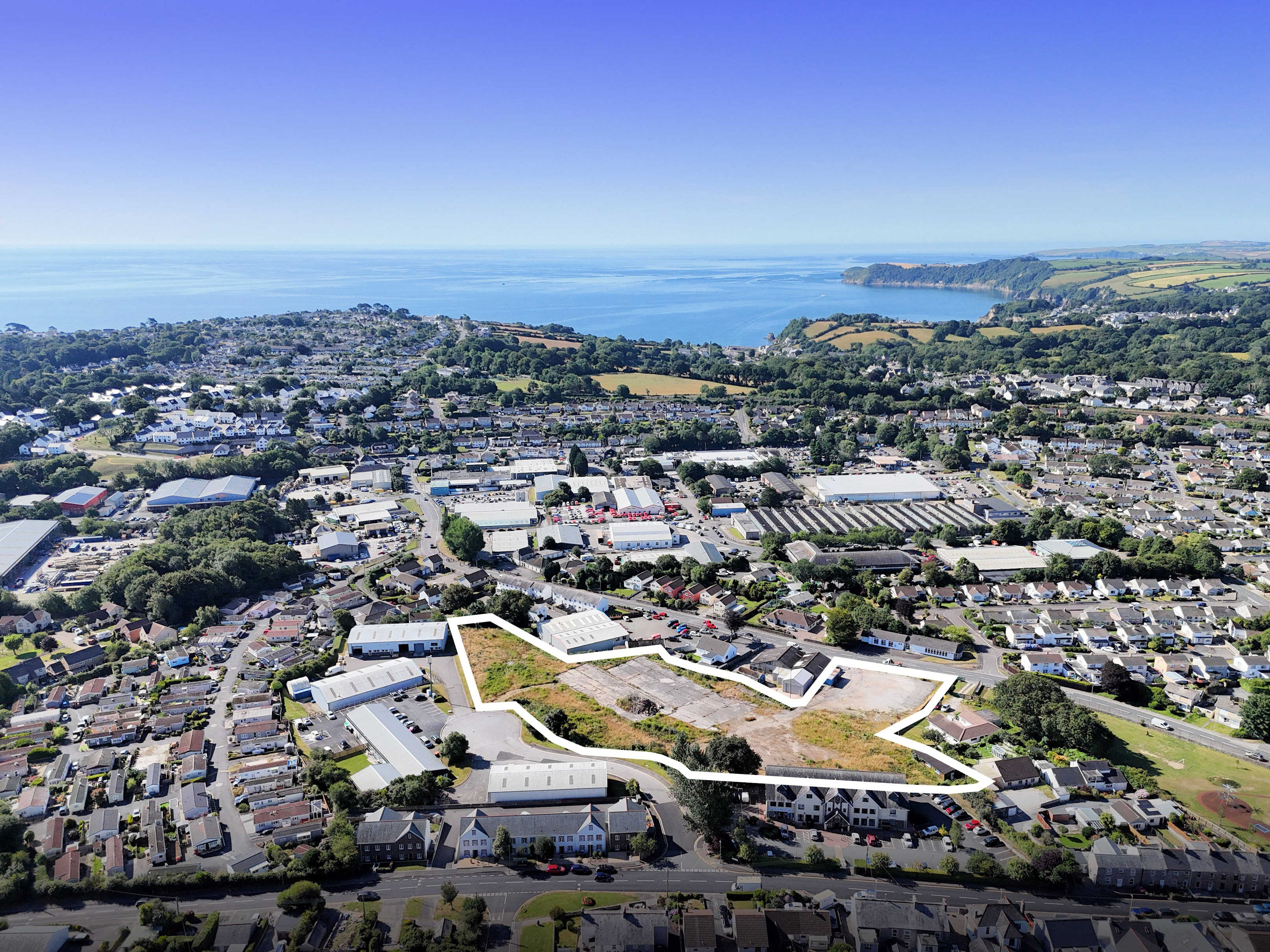 Aerial view with land outlined
